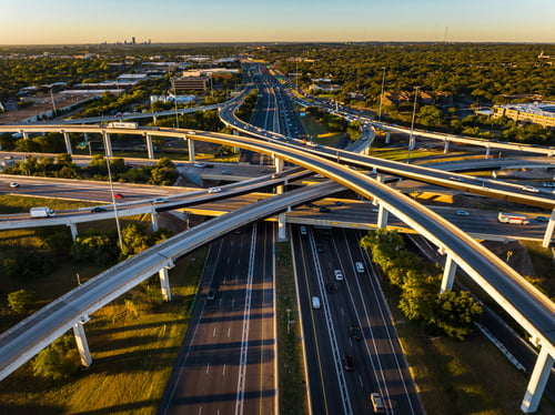 Highway Interchange in Austin Texas at Sunrise