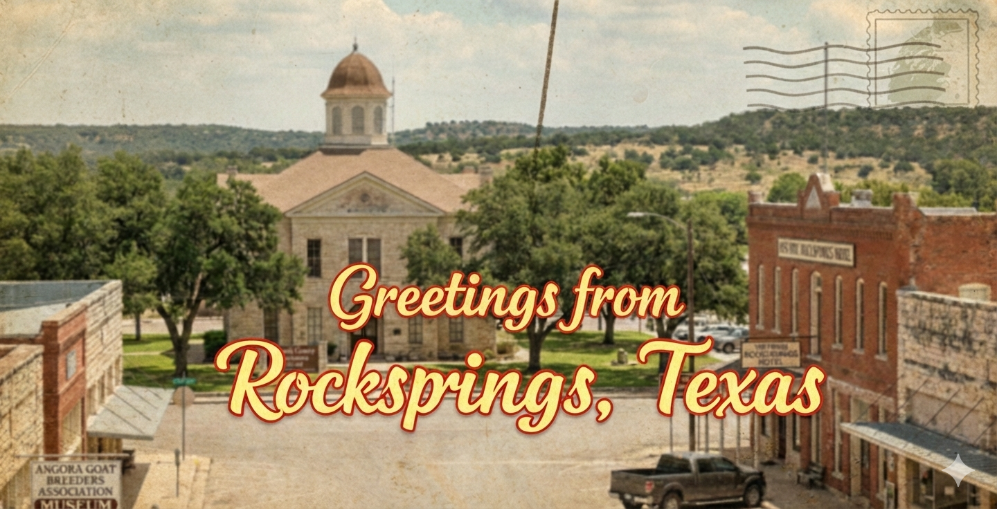 Postcard graphic of Rocksprings, Texas